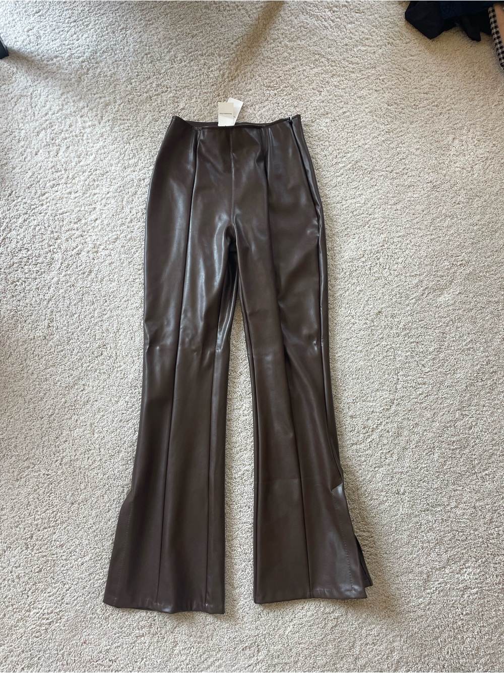 Abercrombie & Fitch Brown Vegan Flare Leather Pants